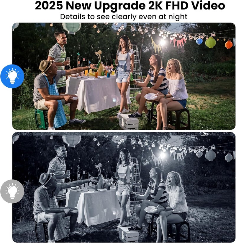 HITELLARCAM 2025 Upgraded 2K Security Cameras Wireless Outdoor (2 Pack), Free Cloud Storage, Long Battery Life, AI Motion Detection, Spotlight & Siren, Waterproof, WiFi Surveillance Outdoor Camera with 2-Way Talk - Image 2